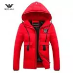 armani doudoune hoodie casual hiver chaud badge ea7 red